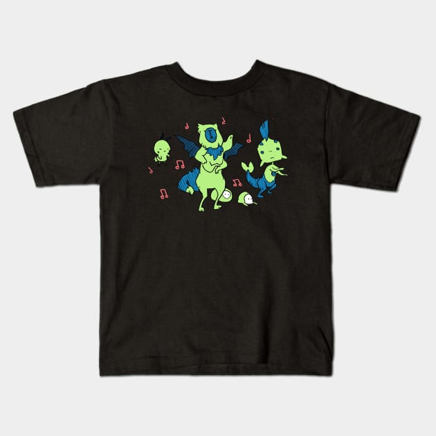 Rock N Rolliens: Party 4 Kids T-Shirt by mikejbecker